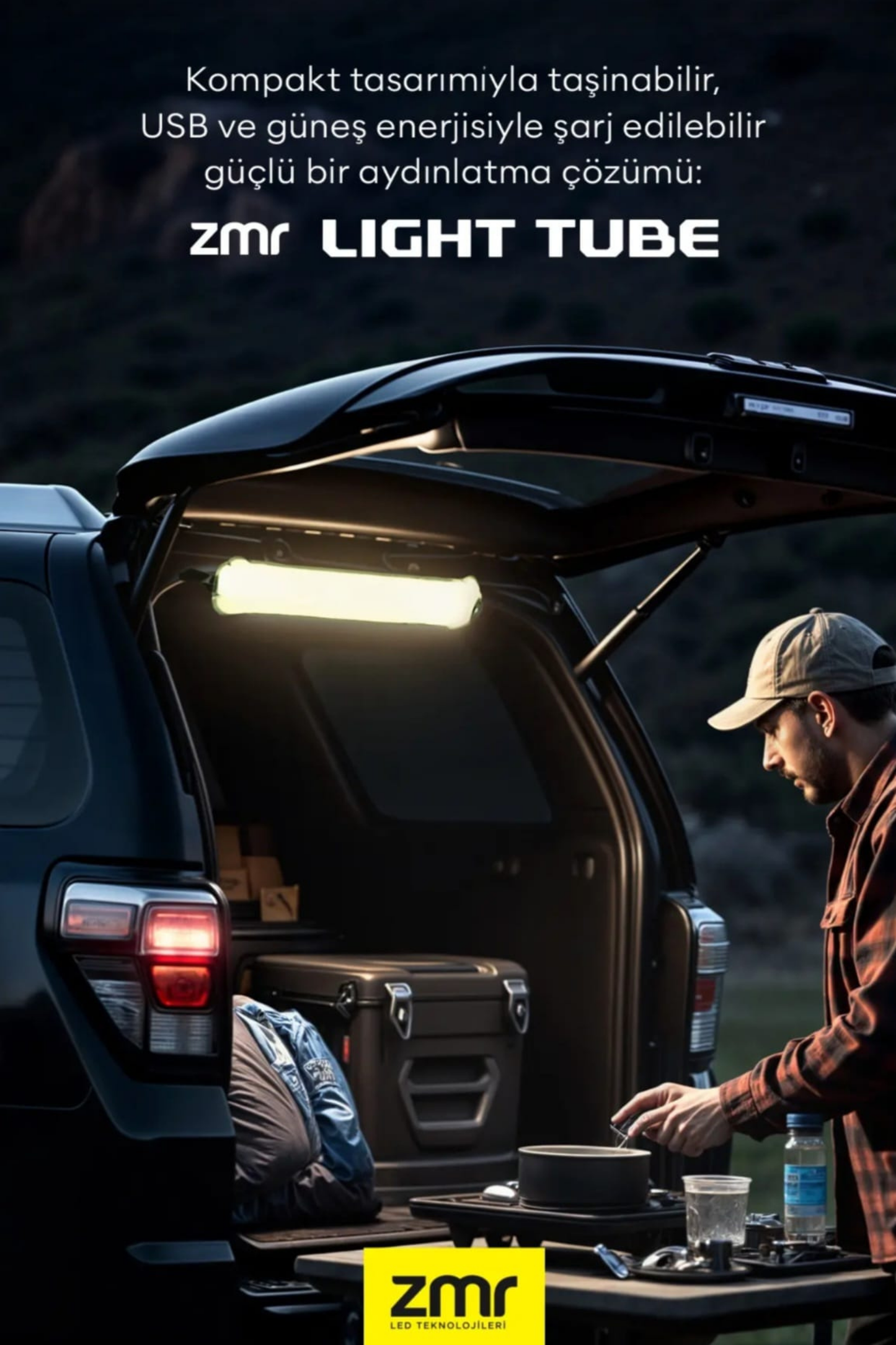 ZMR Light Tube Led Güneş Enerjili Şişirilebilir Tüp Işık 4000mAh Outdoor 24 saat Kamp & Acil Durum Işığı