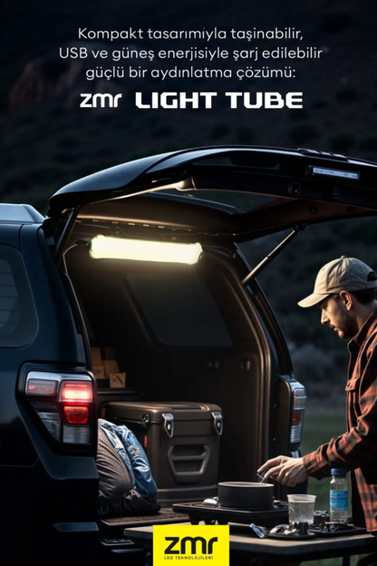 ZMR Light Tube Led Güneş Enerjili Şişirilebilir Tüp Işık 4000mAh Outdoor 24 saat Kamp & Acil Durum Işığı