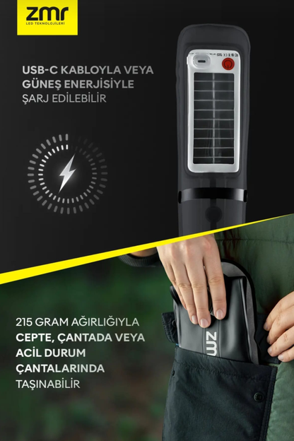 ZMR Light Tube Led Güneş Enerjili Şişirilebilir Tüp Işık 4000mAh Outdoor 24 saat Kamp & Acil Durum Işığı