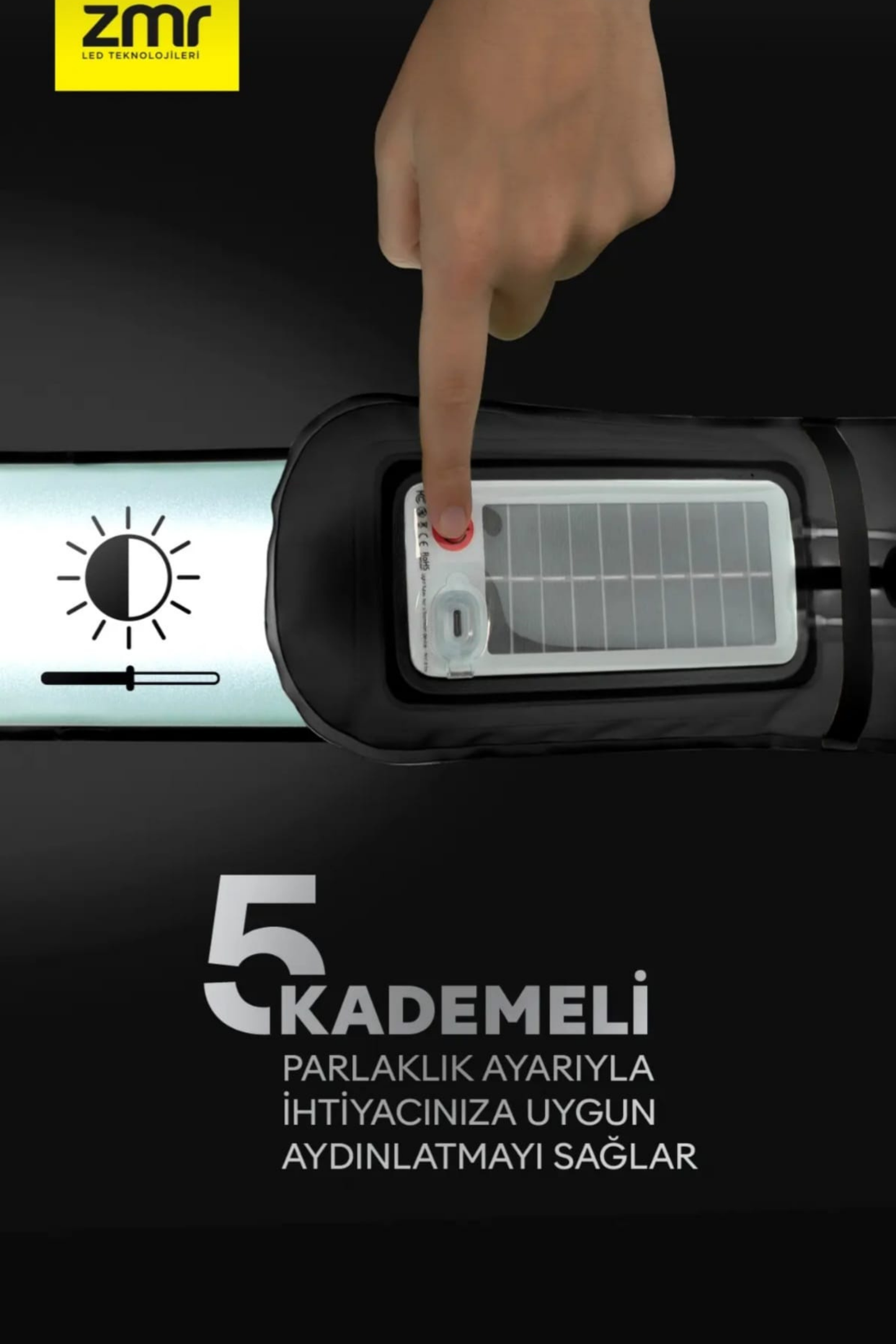 ZMR Light Tube Led Güneş Enerjili Şişirilebilir Tüp Işık 4000mAh Outdoor 24 saat Kamp & Acil Durum Işığı