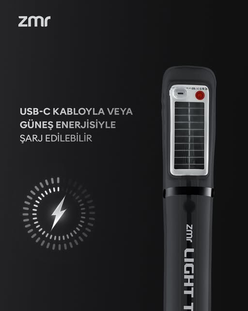 ZMR Light Tube Led Güneş Enerjili Şişirilebilir Tüp Işık 4000mAh Outdoor 24 saat Kamp & Acil Durum Işığı