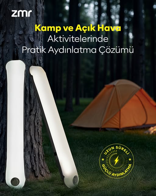 ZMR Light Tube Led Güneş Enerjili Şişirilebilir Tüp Işık 4000mAh Outdoor 24 saat Kamp & Acil Durum Işığı